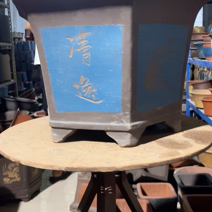 40蓝色六方花盆花盆