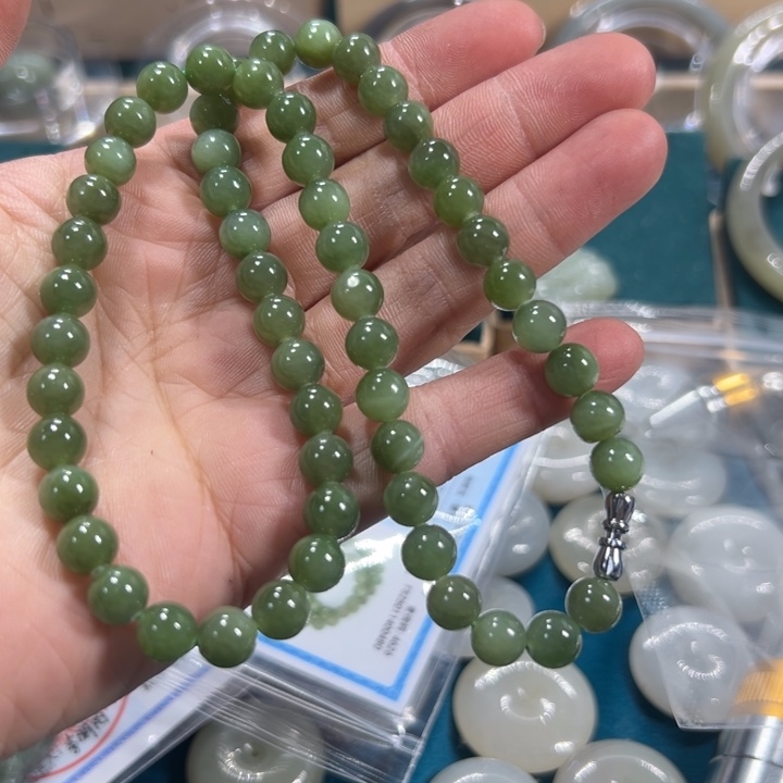 和田玉（碧玉）颈饰未镶嵌碧玉妈妈链卡8