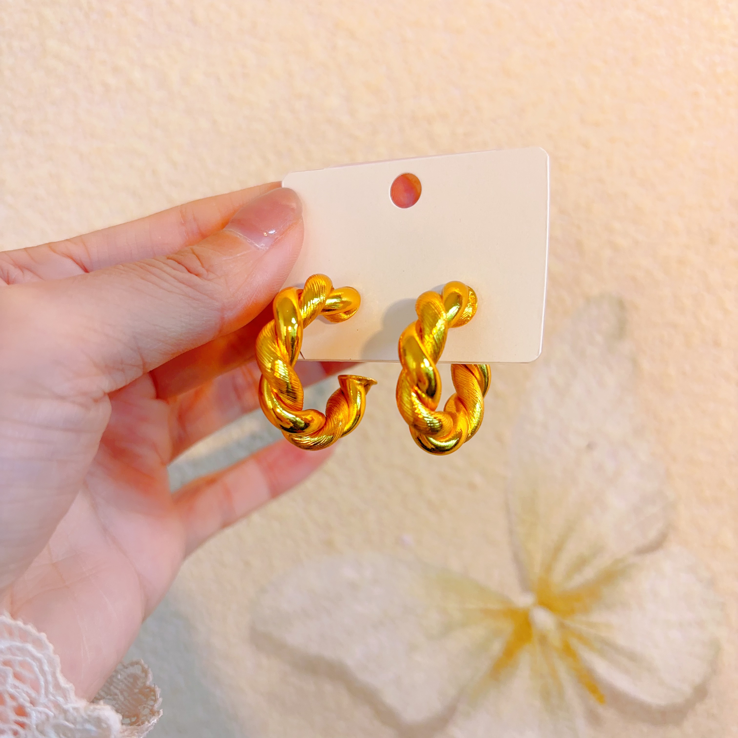 耳饰 高定拉丝麻花耳环40210