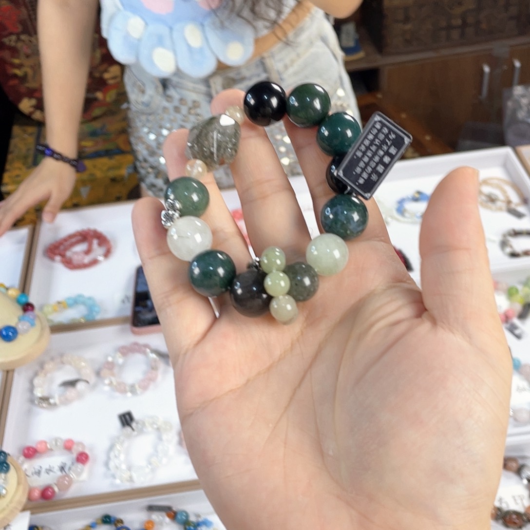 水晶手链银S925镀金镶嵌