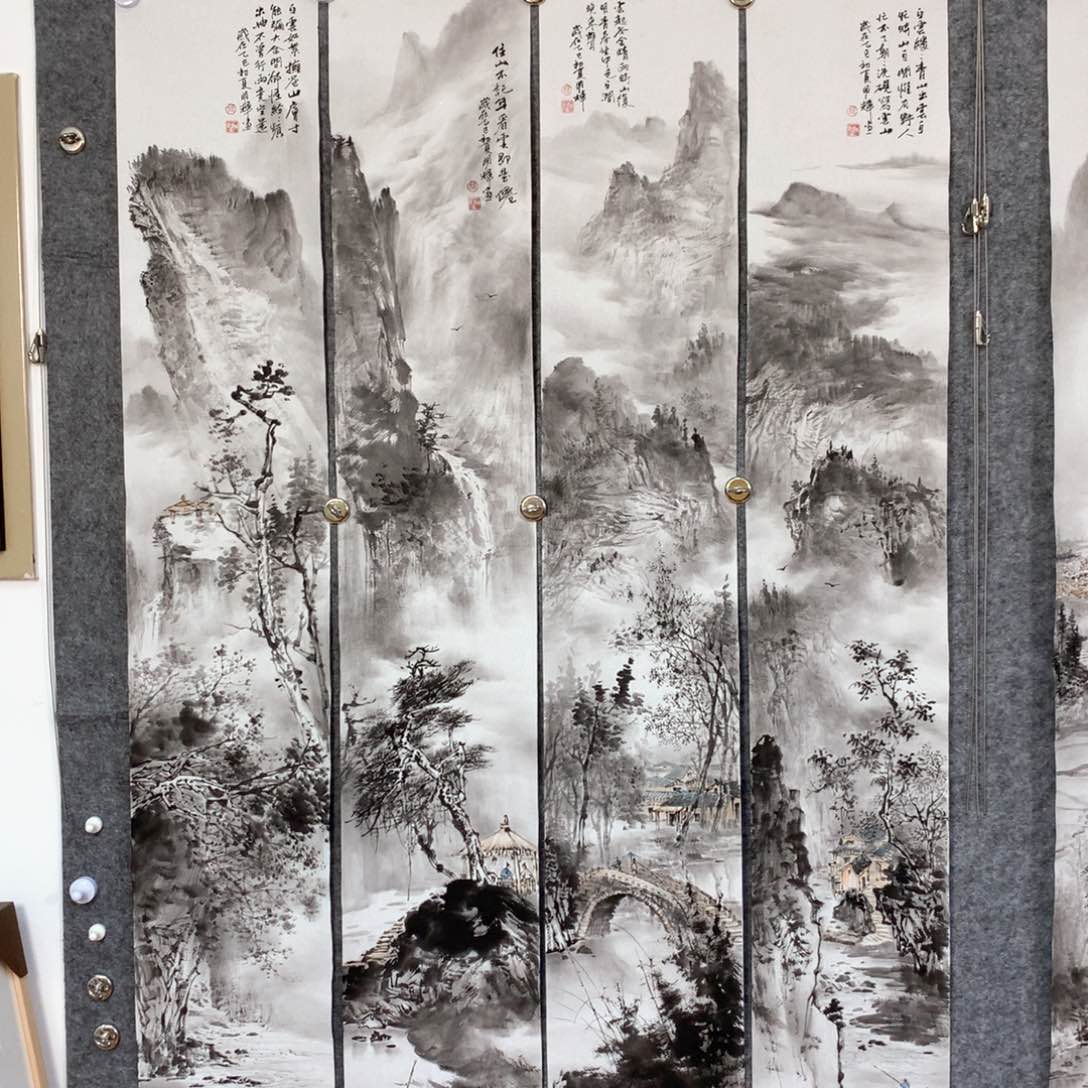 国画爱****人山水作品写意