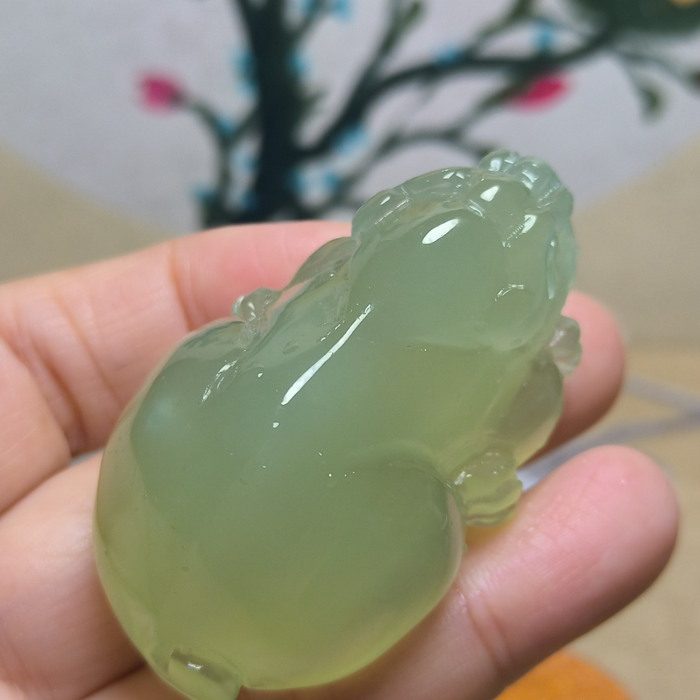 天然岫玉精品高冰手工雕刻貔貅大号吊坠挂件手把件