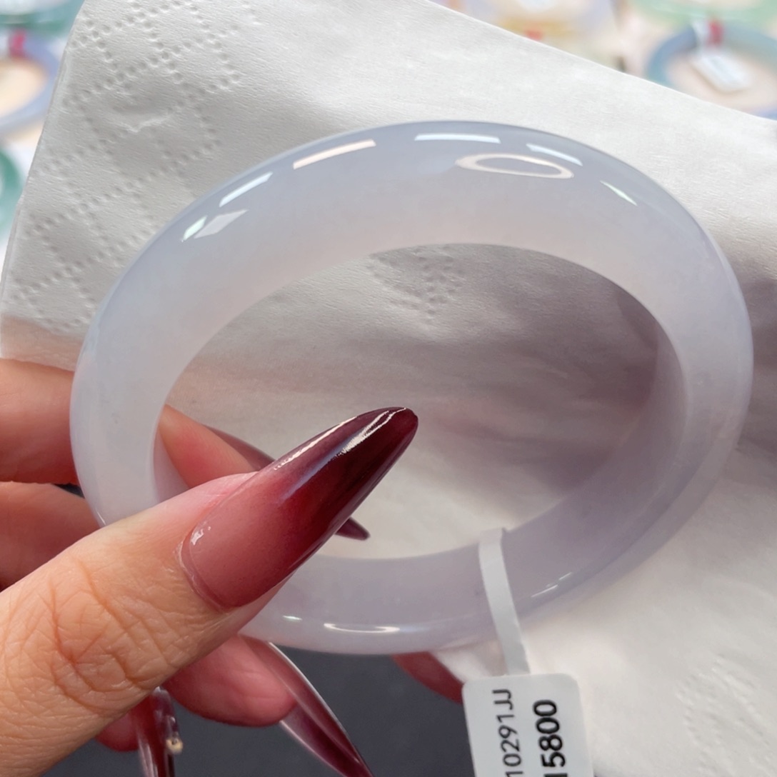 未镶嵌手镯翡翠27号58糯冰起胶淡粉白月光