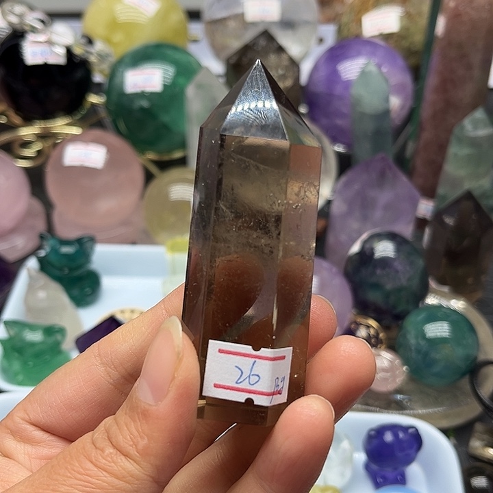 珠宝半成品未镶嵌水晶90克茶水晶柱