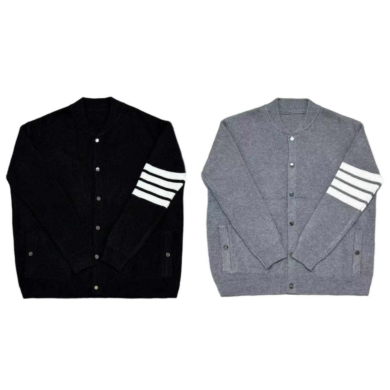 [C]黑灰两色杠杠按扣时尚潮流酷感保暖针织儿童毛衣（暖暖冬日）