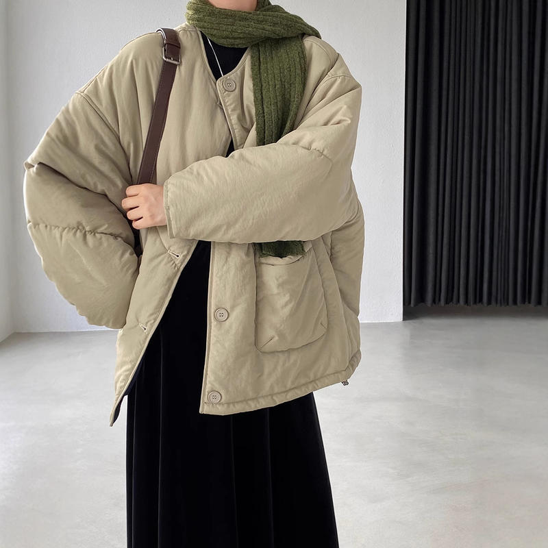 日系复古工装棉服25冬季夹棉加厚面包服外套女棉衣6376