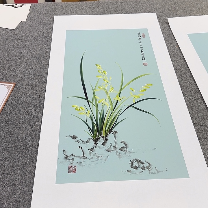 国画国画立体兰花作品