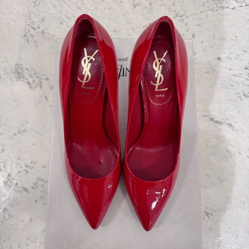 99新 YSL/圣罗兰 （pm）红色高跟鞋 仅试穿36.5码/6003