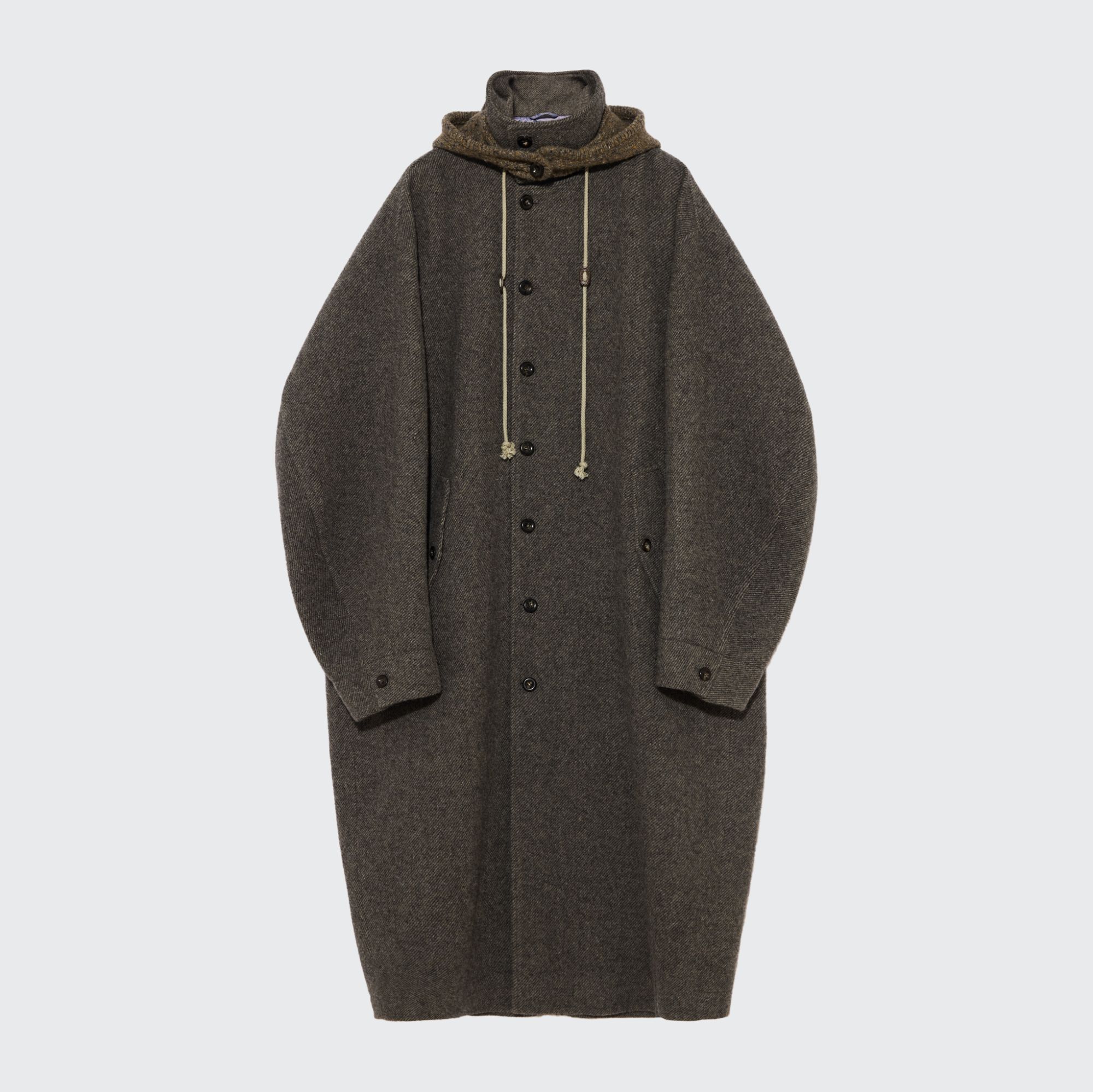 FAFAMOON  针织帽立领偏门襟长大衣 FFMCT25D065