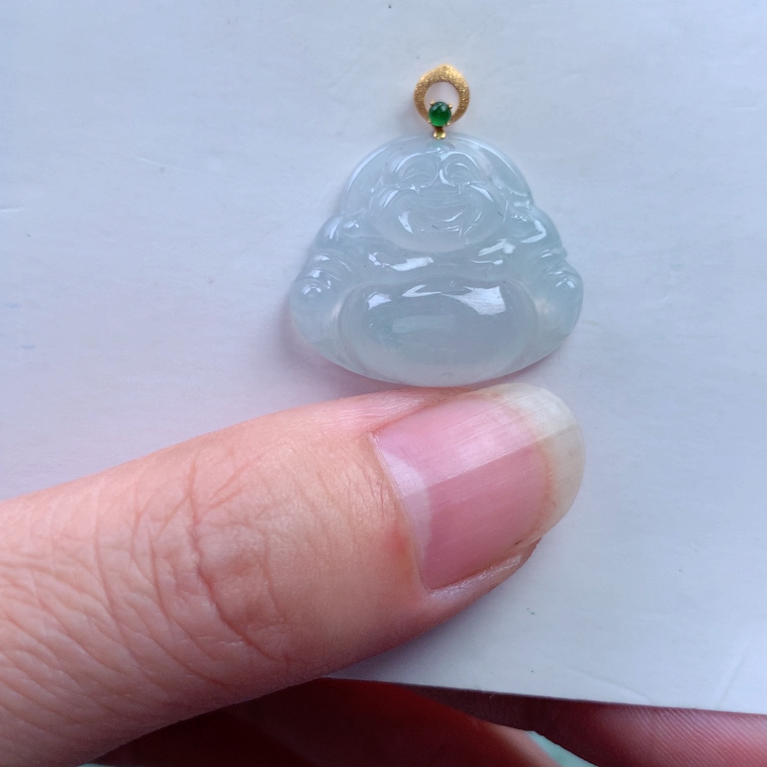 翡翠吊坠(不含链)18K金镶嵌