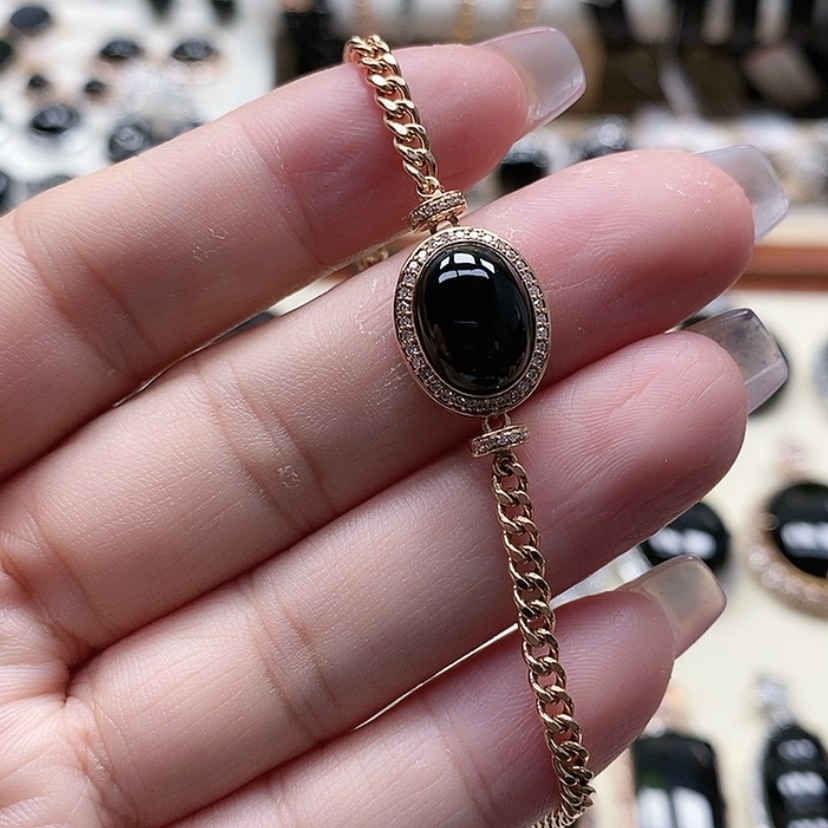 【闪购商品】翡翠手链18K金镶嵌缅甸翡翠