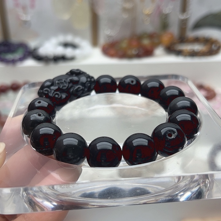 幸***。黑曜岩未镶嵌套链