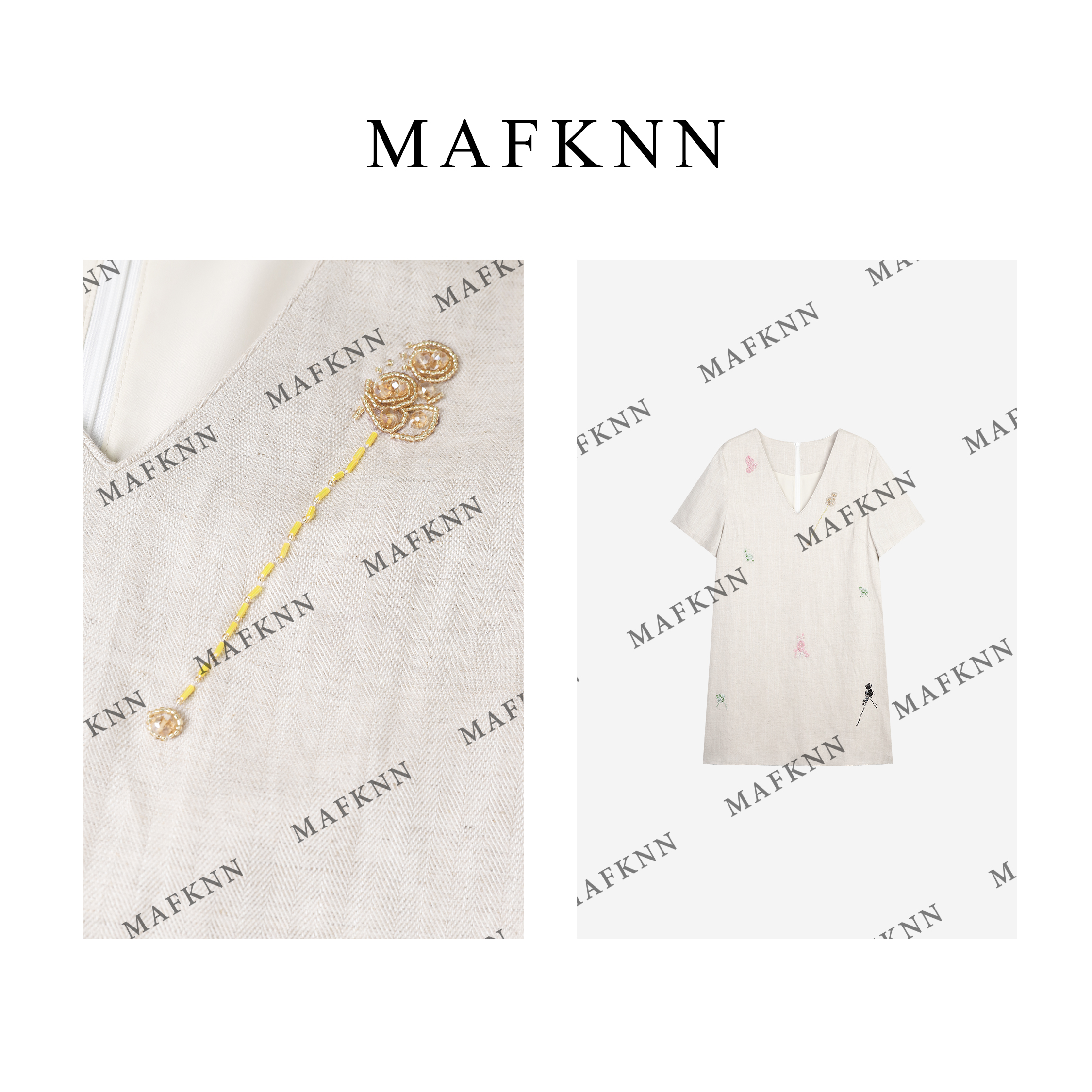 MAFKNN/玛肯时尚休闲简约纯色百搭夏季气质连衣裙MK12382