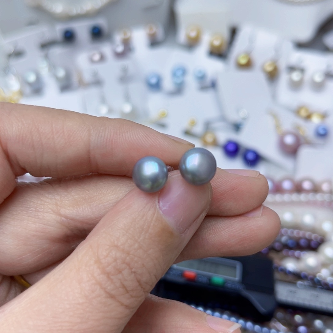 淡水珍珠耳饰银S925镶嵌