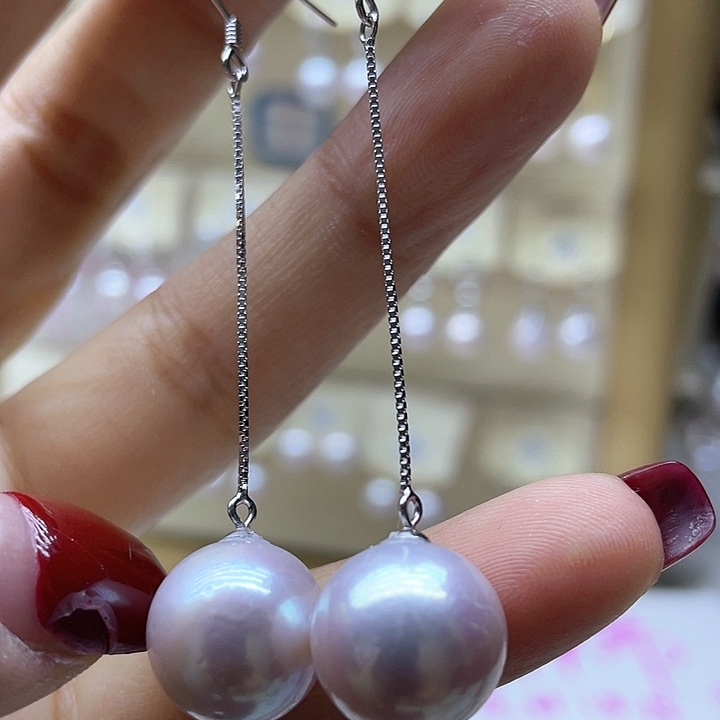 淡水珍珠耳饰银S925镶嵌