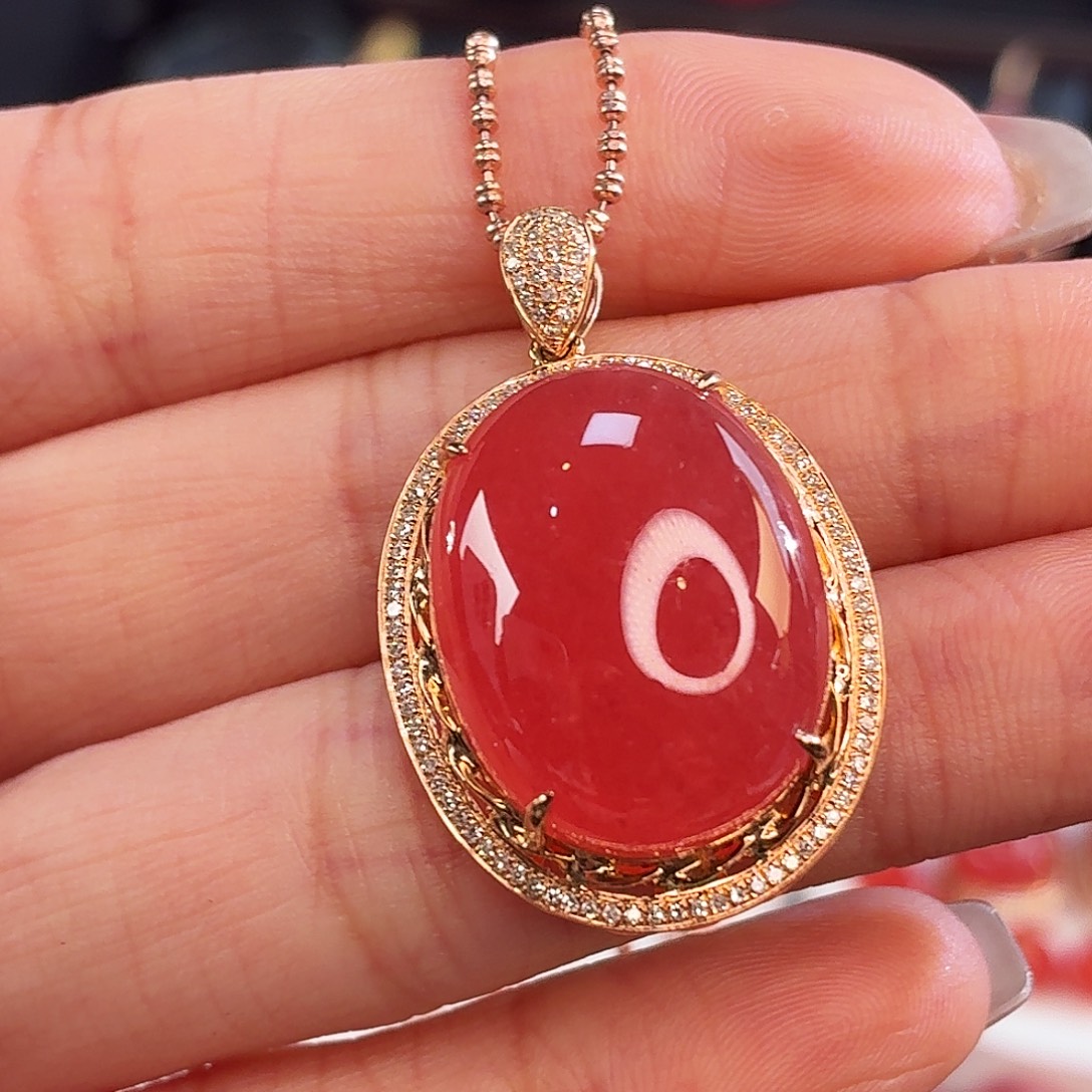 菱锰矿（红纹石）未镶嵌吊坠(不含链)