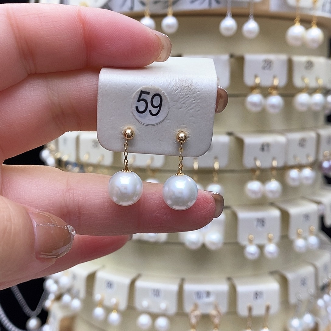 淡水珍珠耳饰18K金镶嵌