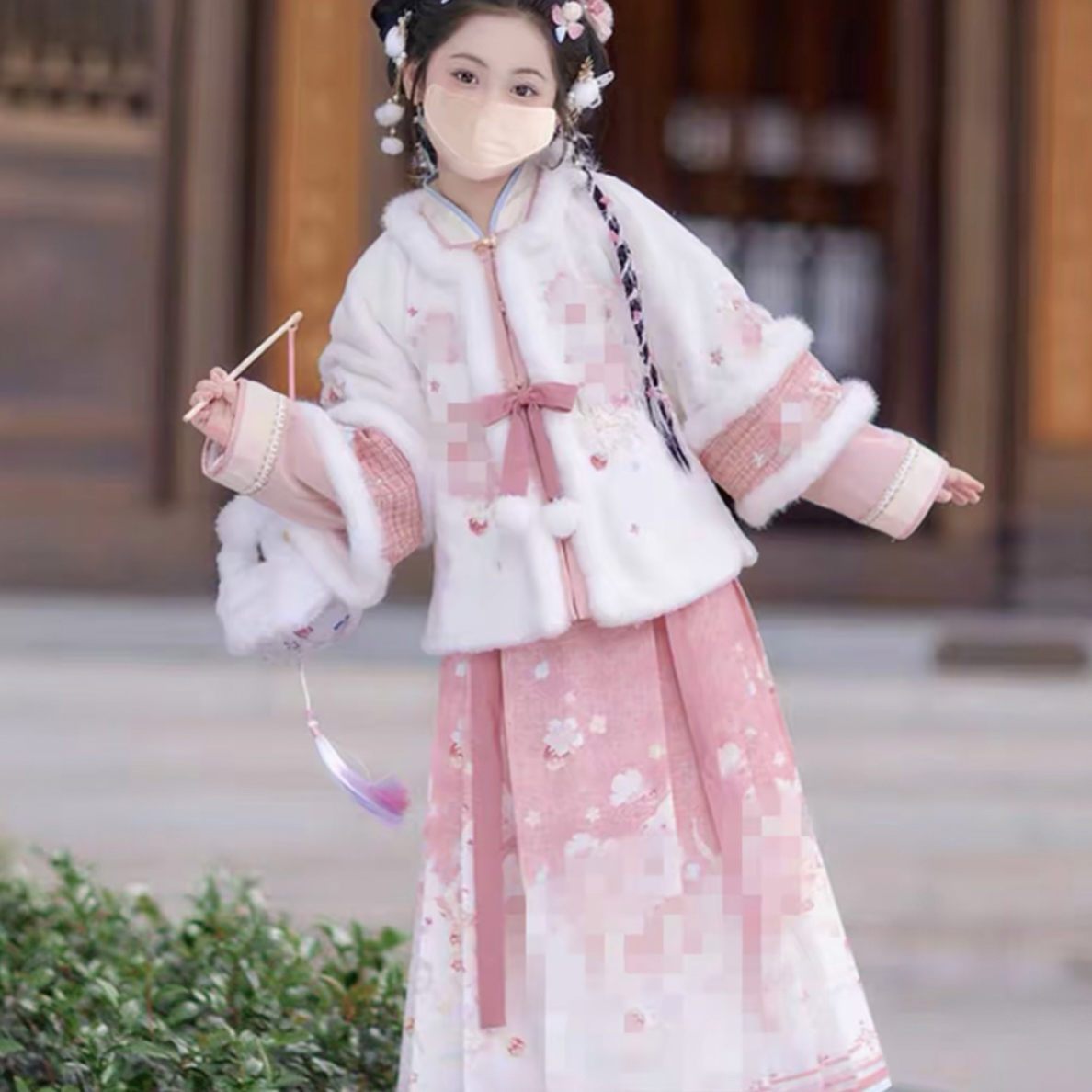 汉服中国风2026冬季女古装粉色加厚冬装拜年服明制套装公主