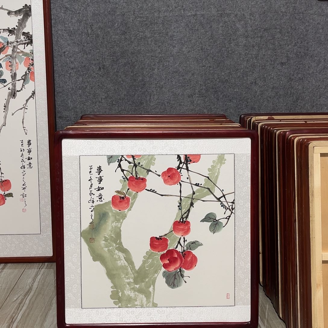 国画书画作品带框63×63