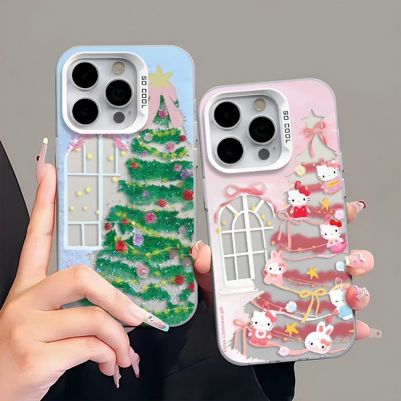 闪粉圣诞树KT可爱少女心适用苹果iPhone17手机保护壳小米oppo磨砂