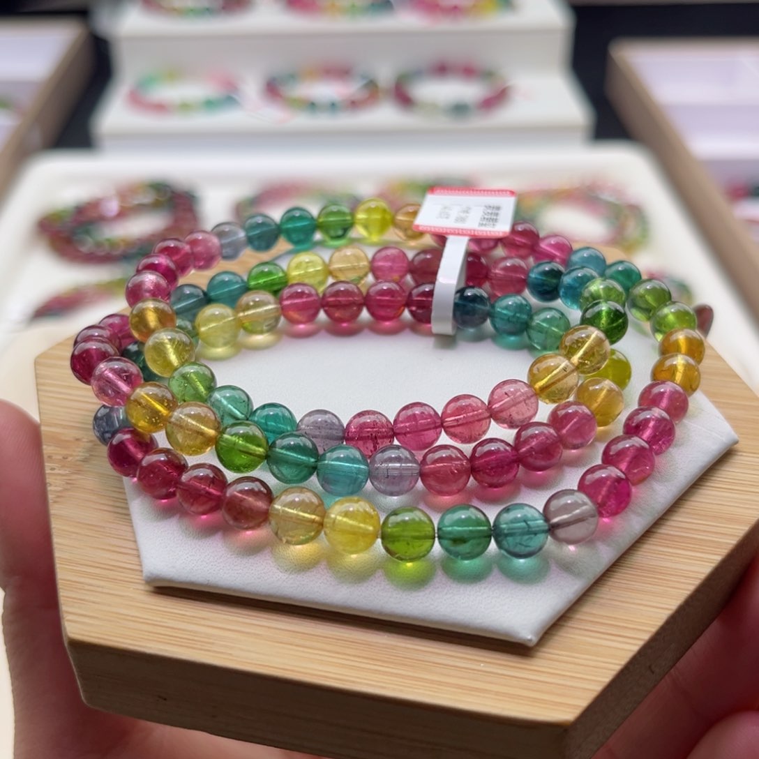 手链未镶嵌碧玺碧玺手串三圈7.5mm+