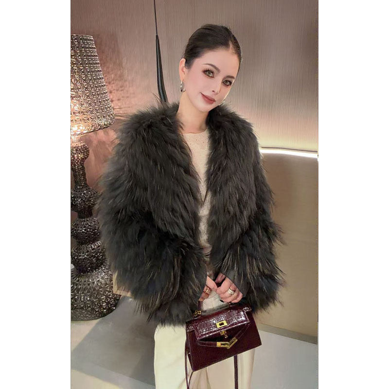 （两面可穿）派克服拼接貉子毛毛外套WT31284