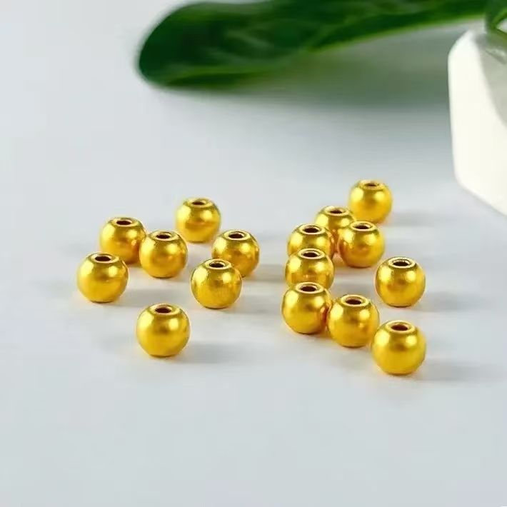 足金精美金珠纯黄金diy抖音质检(拍10颗赠合金链)