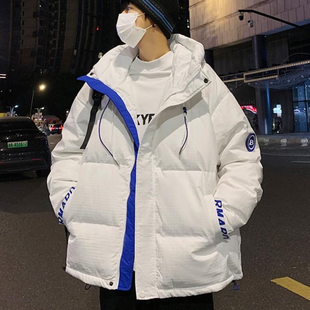 秋冬新款男保暖开衫立领外套帅气纯色韩版加厚冬装潮流奥粒绒夹克