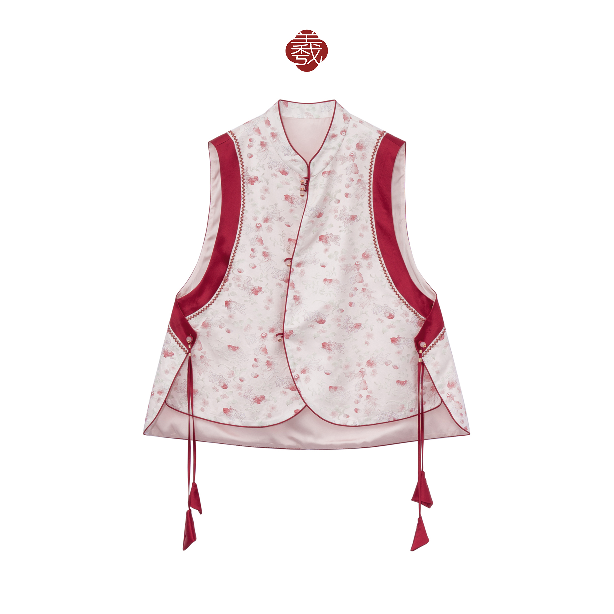 南羲【花瑶】新中式国风设计桑蚕丝拼接春秋款醋酸马甲时尚百搭日常