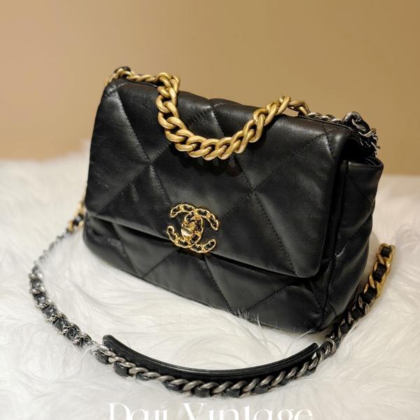 99新 Chanel/香奈儿 新价格）Chanel香奈儿黑金小号19bag斜挎包