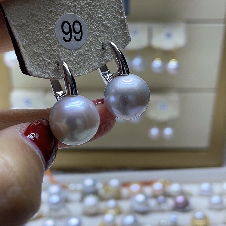 淡水珍珠耳饰银S925镶嵌