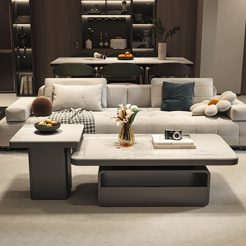 长方形岩板茶几轻奢现代简约意式极简高级感客厅家用大小户型创意