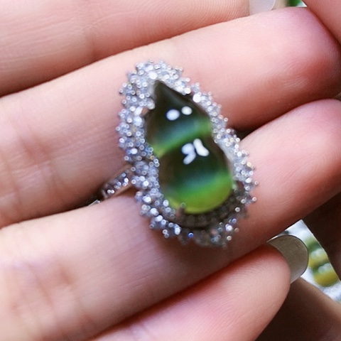 和田玉戒指银S925镶嵌