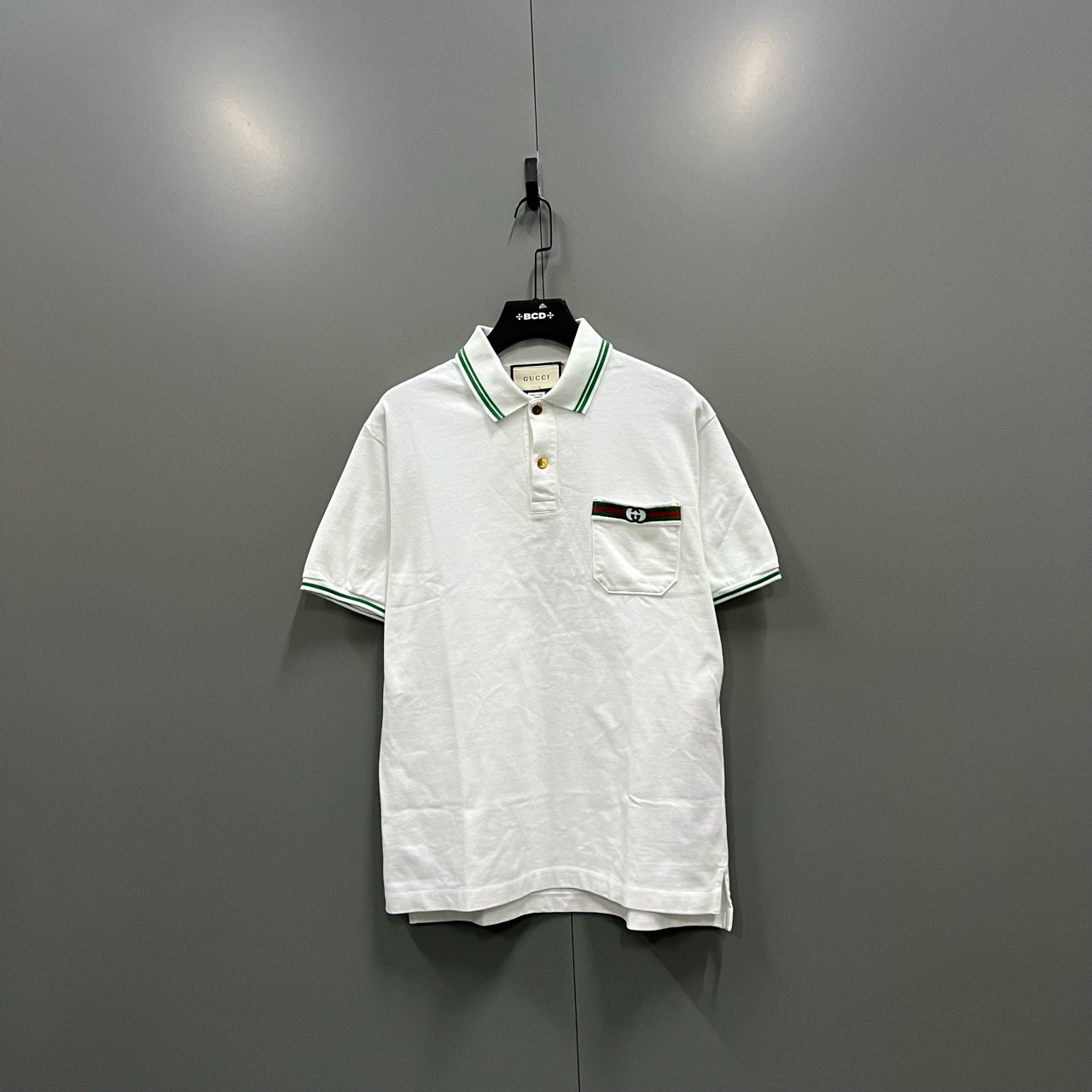 (ll) GUCCI 古驰 条纹GG刺绣polo衫 S码/95新/无配件 bc007893