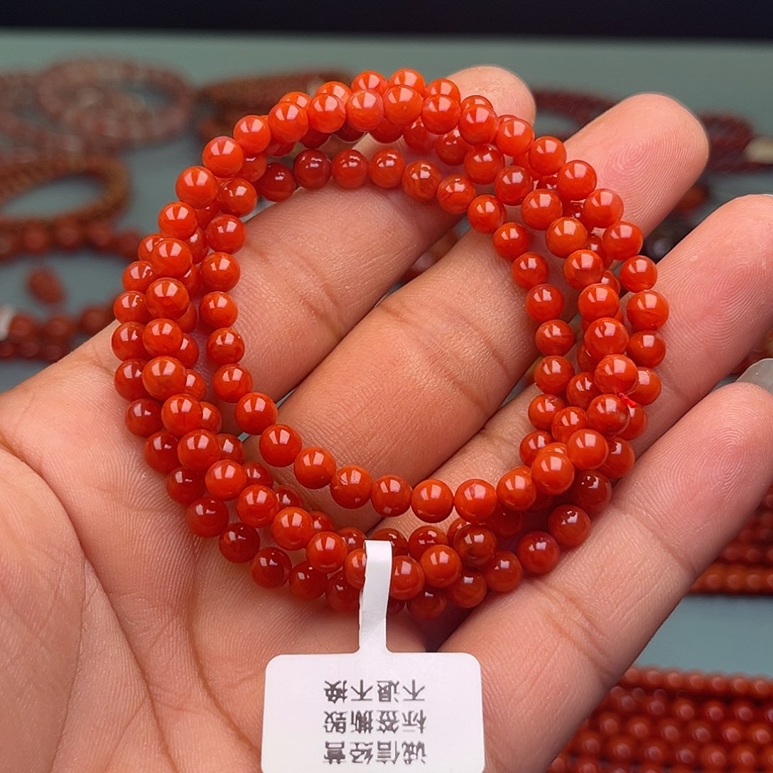 南红玛瑙未镶嵌手链玫锦红卡5