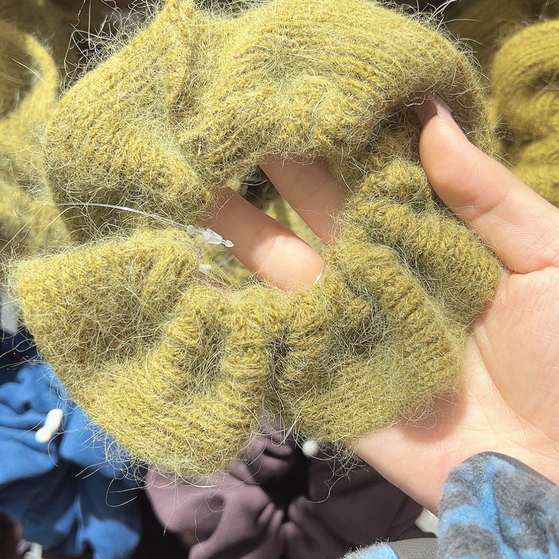 皮质铁合金绿色毛线发圈