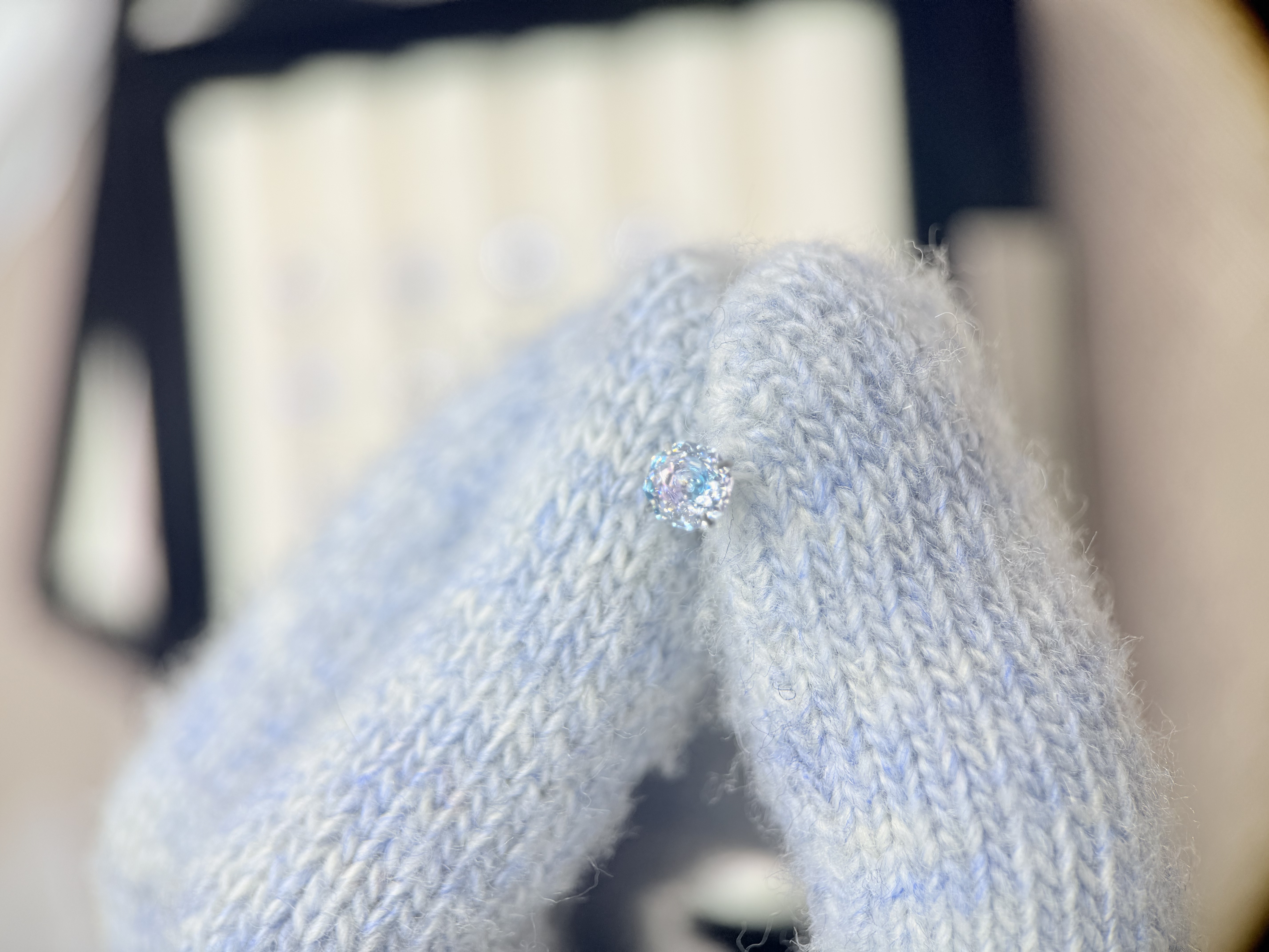 钛钢锆石耳饰 A605  双色夹心玫瑰切锆石5mm耳骨钉耳钉