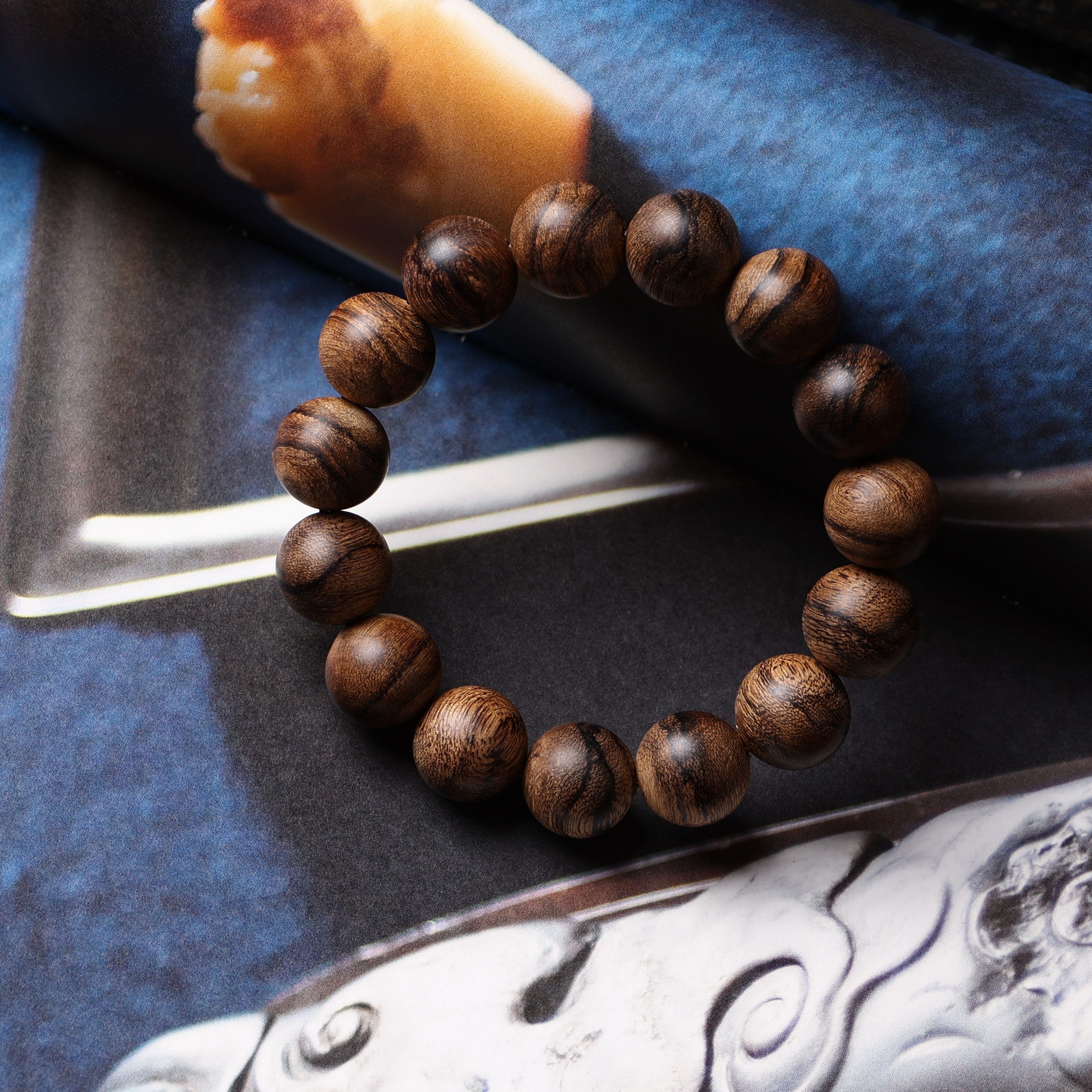 沉香【揽香集】-赛级雷击虎斑棋手串1.4单圈