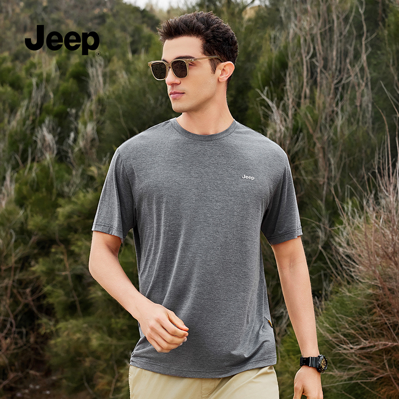 吉普（Jeep）2025新款短袖T恤男圆领薄款男士夏季休闲半袖体恤