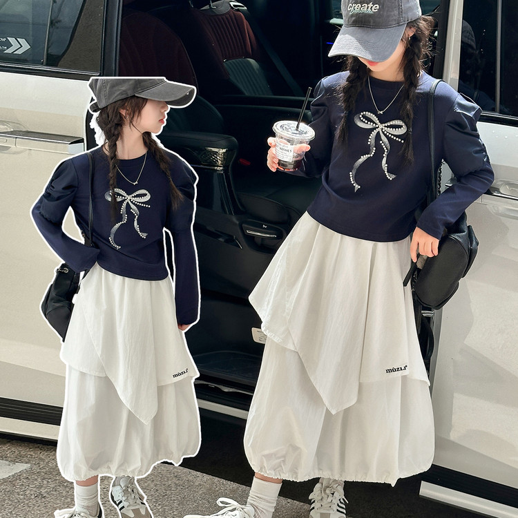 女童裙子套装秋季2025新款儿童秋装洋气女大童连衣裙两件套春秋款