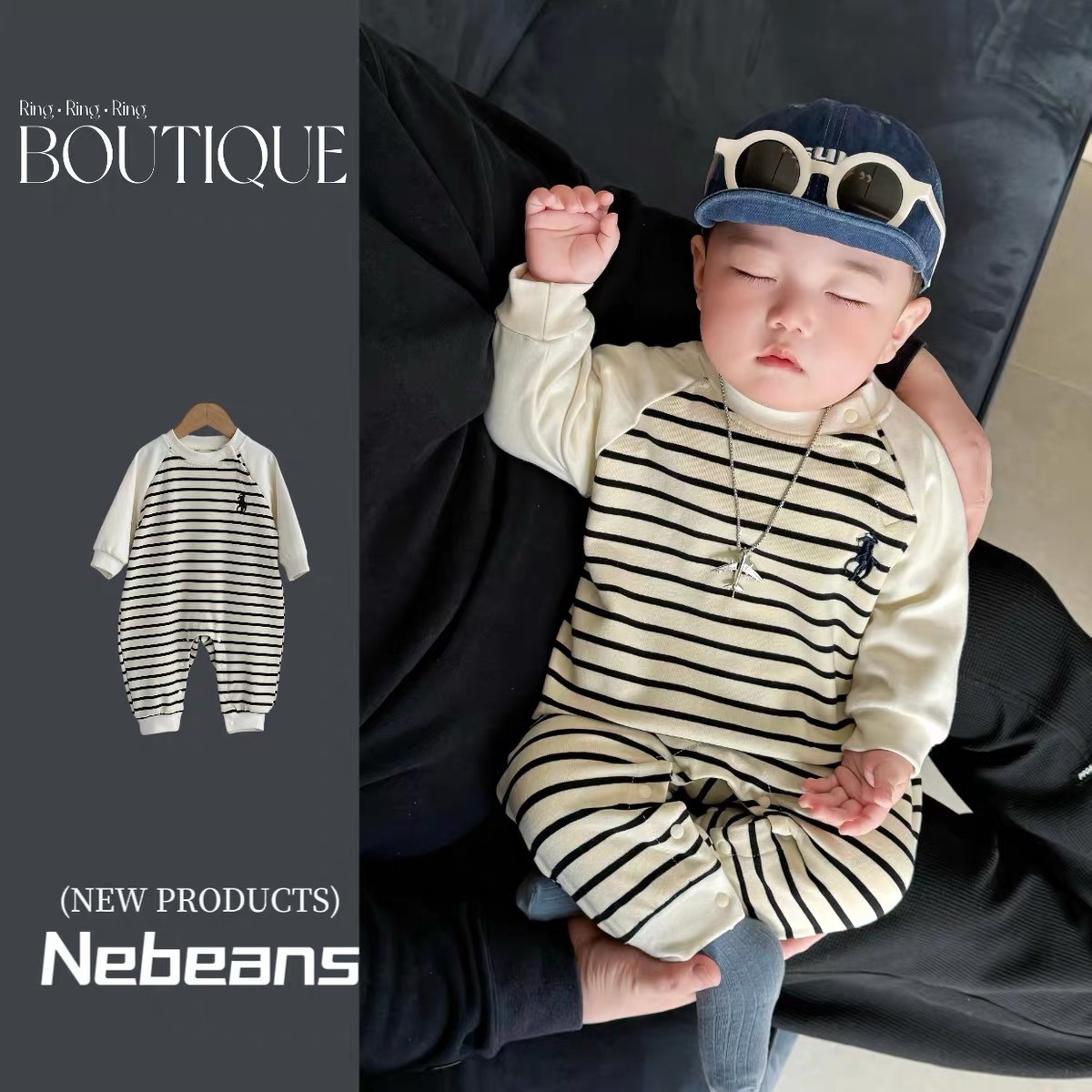 宝宝纯棉长袖连体衣春秋拼色卡通宝宝长袖欧美风套头爬服婴童哈衣