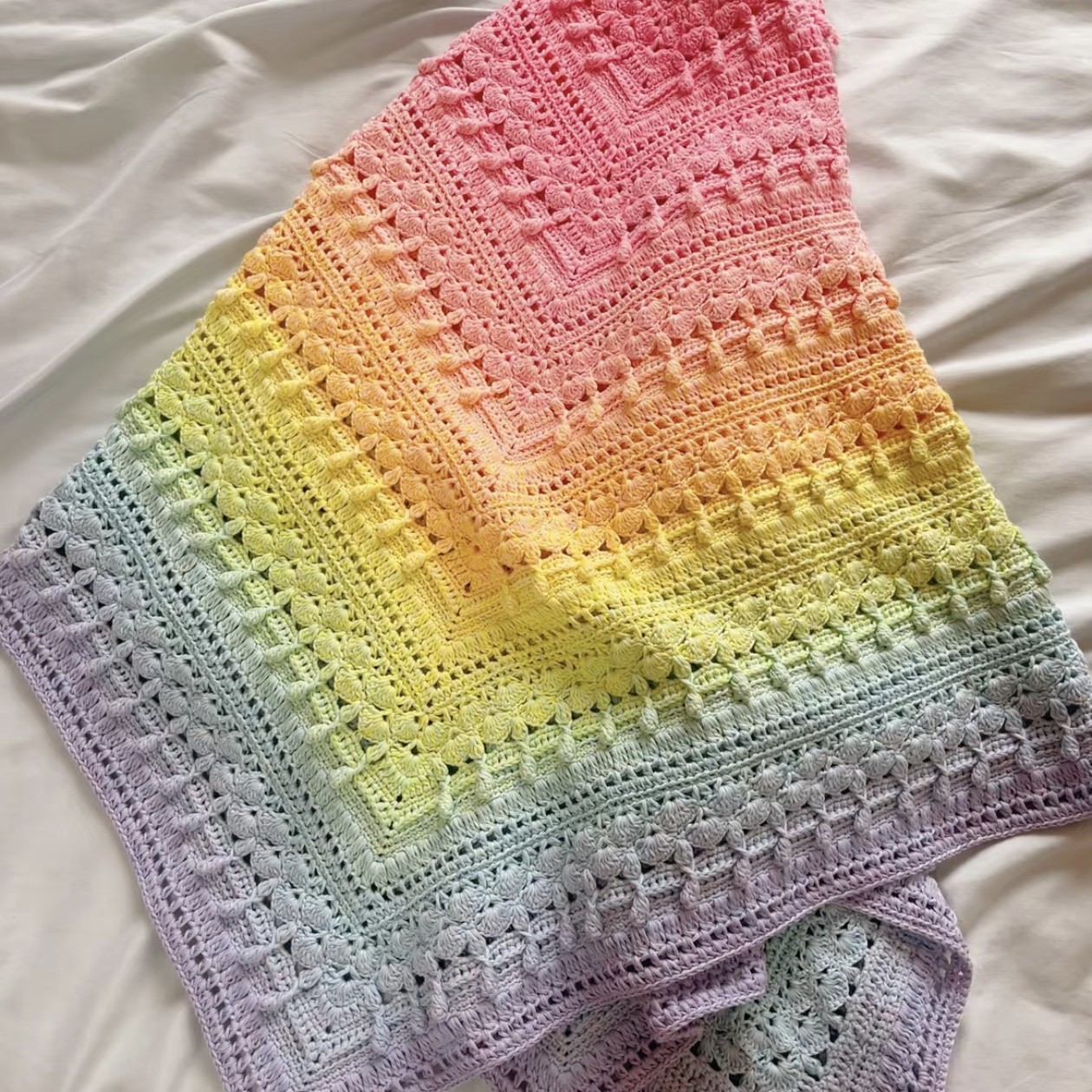 （1500g)纯棉渐变蛋糕线可用于钩毯子披肩等