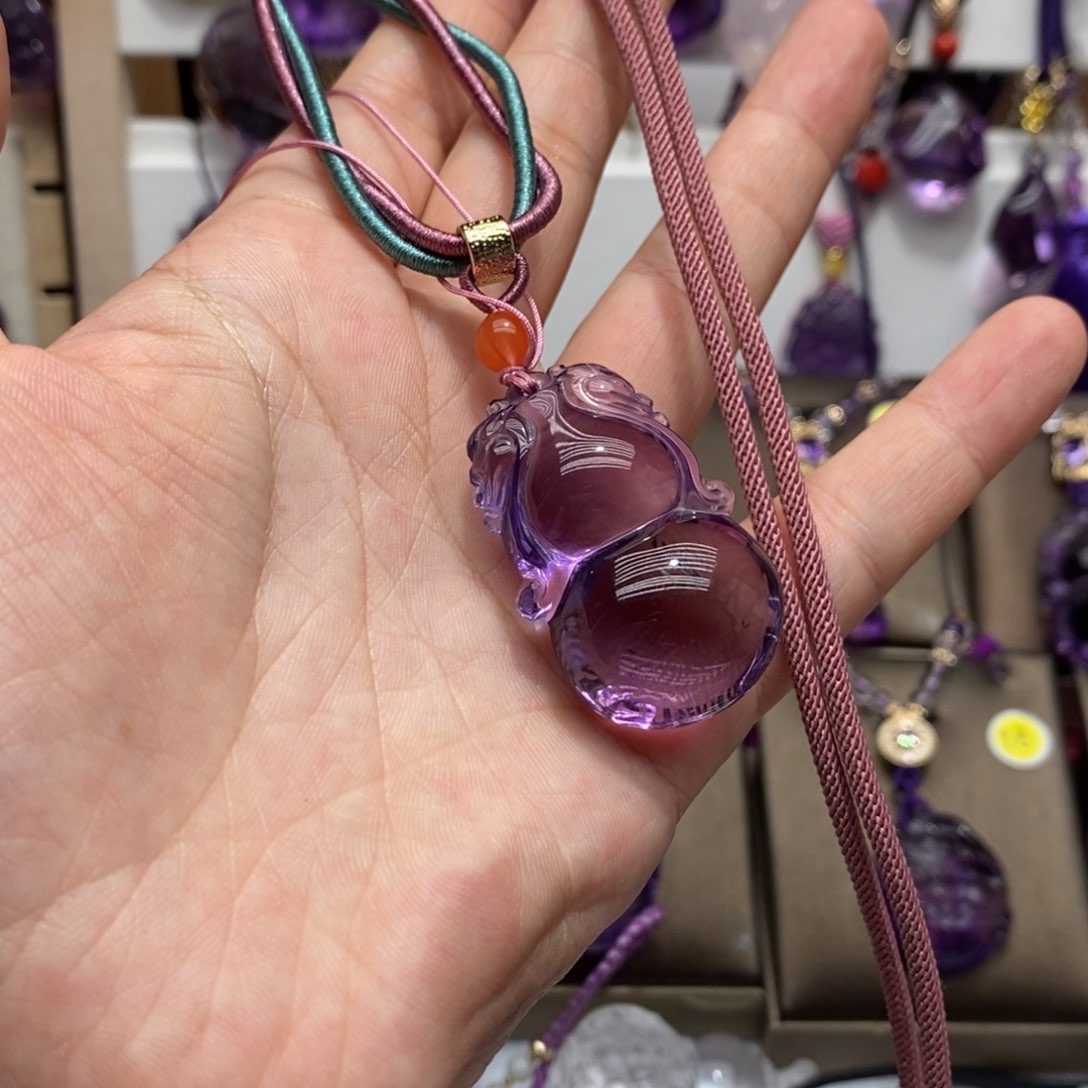 同***S未镶嵌吊坠(赠链)紫晶紫水晶葫芦吊坠