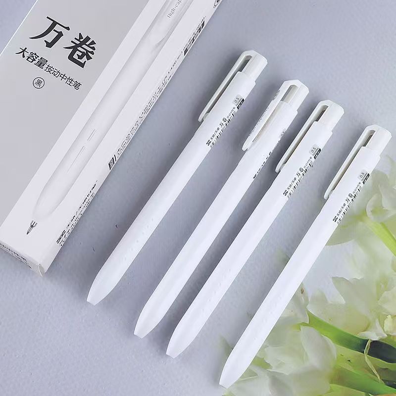 【发6支-白杆】【天卓33061大容量st笔头黑色0.5mm】