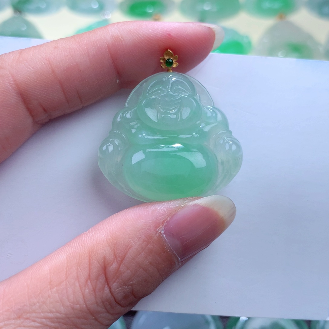 翡翠吊坠(不含链)18K金镶嵌