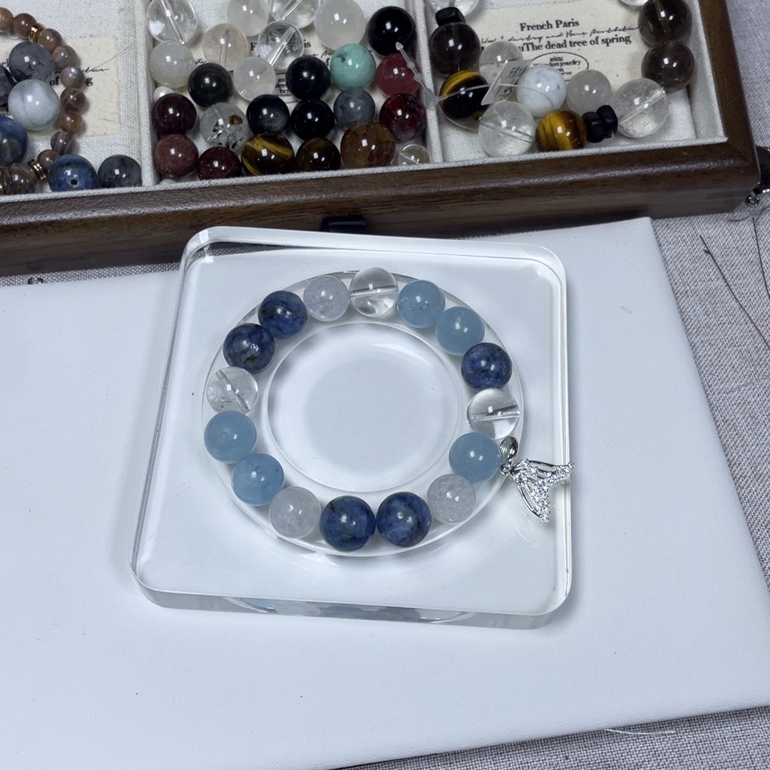 合金水晶手链蓝色多宝