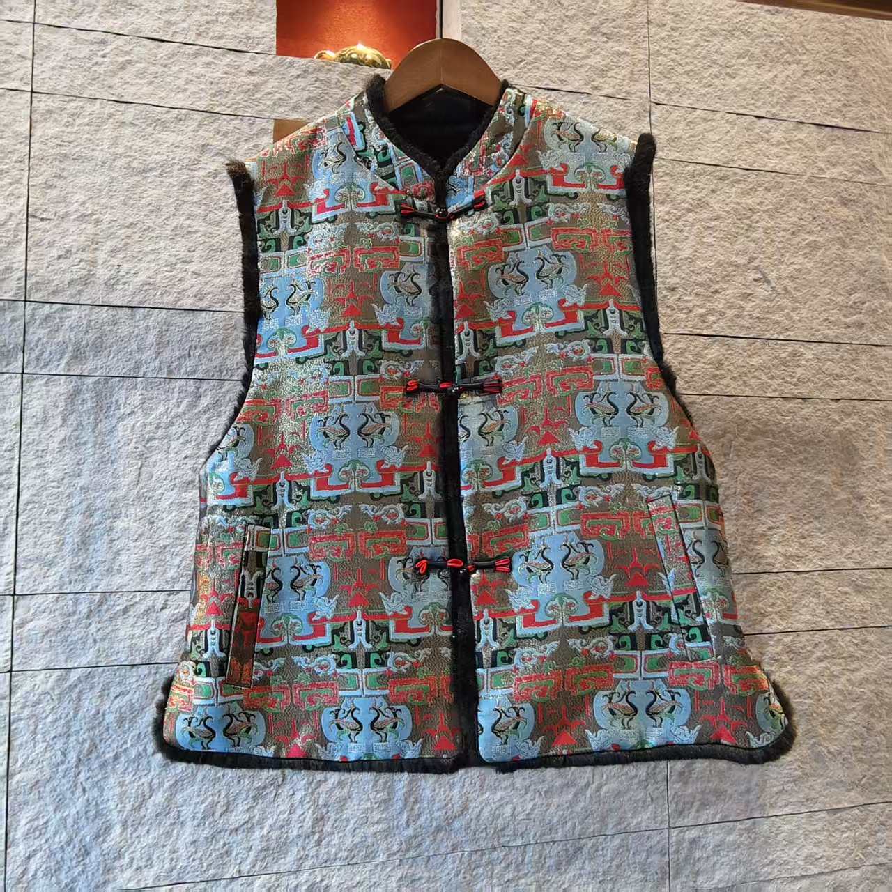 【韶棠】冬季2025新款新中式上衣马夹女式宽松国风双面双穿提花马甲