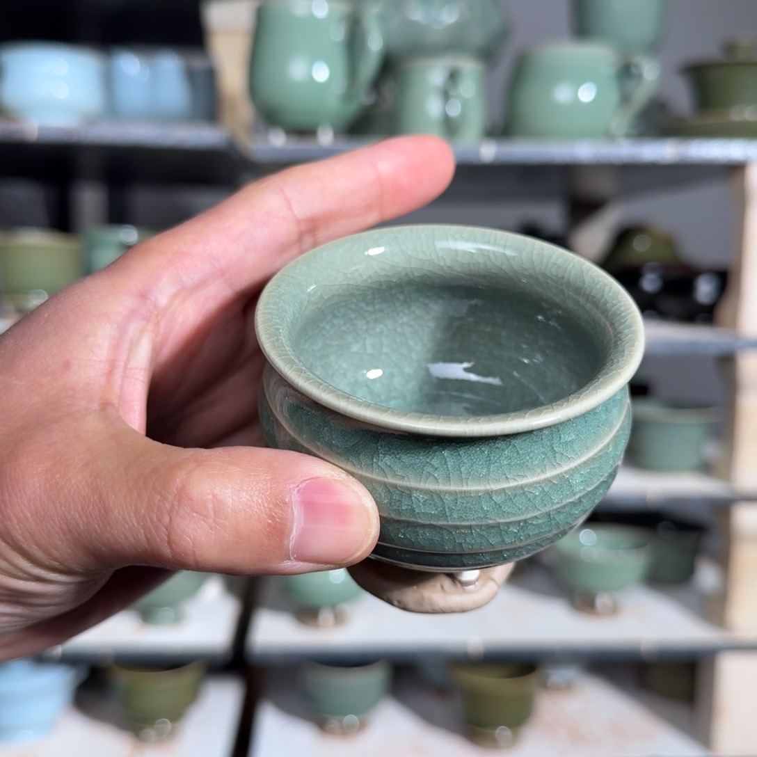 摆件陶汝瓷冰花炫纹杯