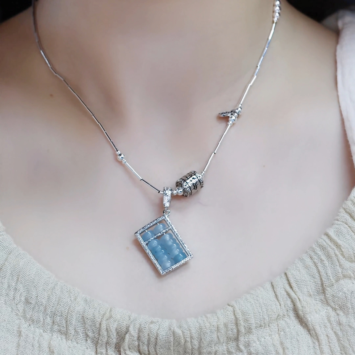 合金吊坠 新中式复古如意算盘珠吊坠女中国风高级感百搭项链项坠