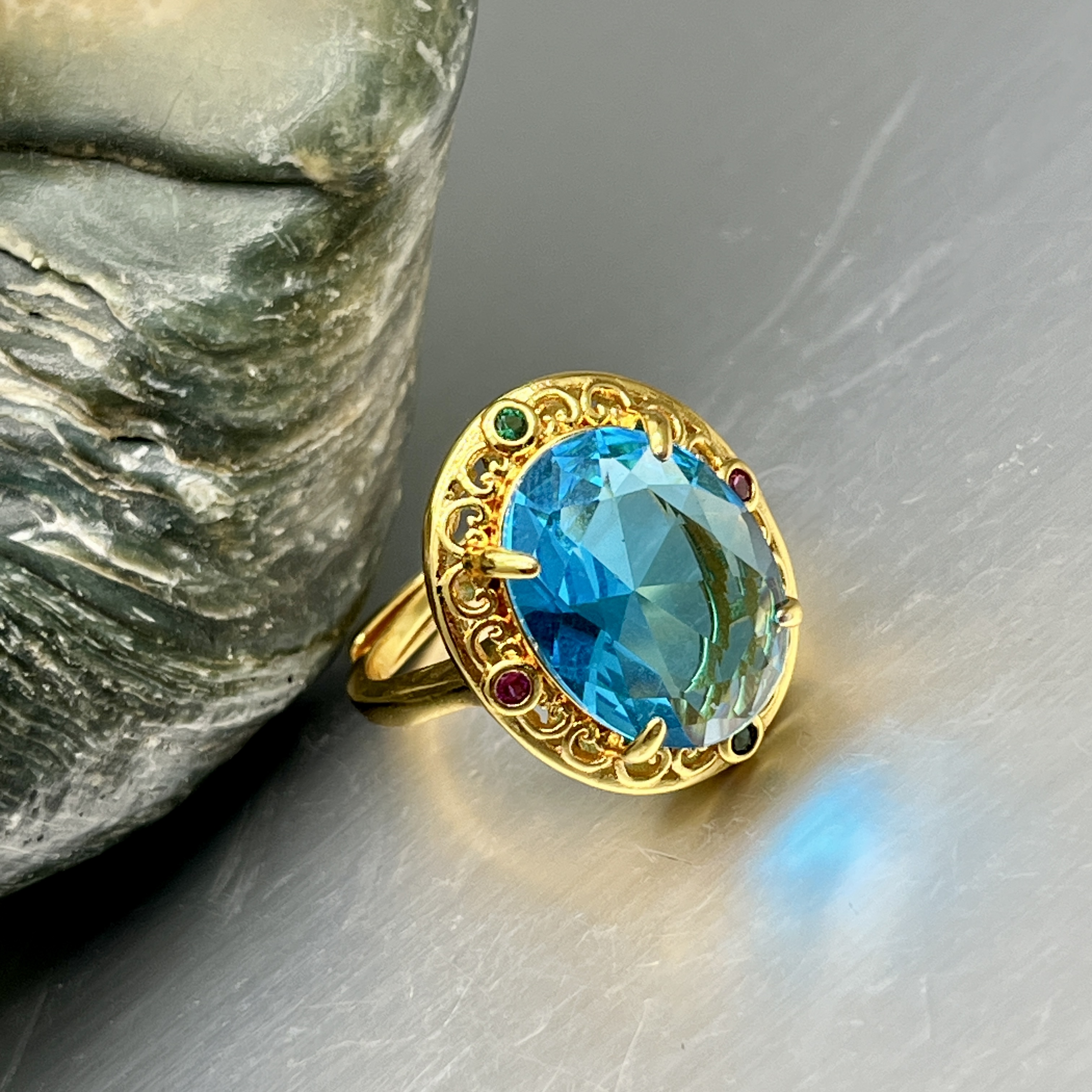 骐D032蓝海洋星戒指首饰 款时尚百搭男女款 性多样性发其一